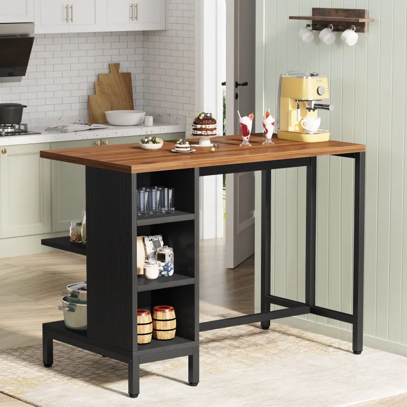 Tribesigns Kitchen Islands|Kitchen Islands*43" Kitchen Island Kitchen Counter Table with 5 Open Shelves
