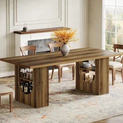 Tribesigns Dining Tables*70.8" Kitchen Table, Farmhouse Dining Table with Storage Shelves for 6 - 8