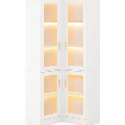 Tribesigns Bookcases & Bookshelves|Bookcases & Bookshelves*70.9" L - Shaped Bookshelf, 5 - Tier Bookcase with LED Light and 4 Acrylic Doors
