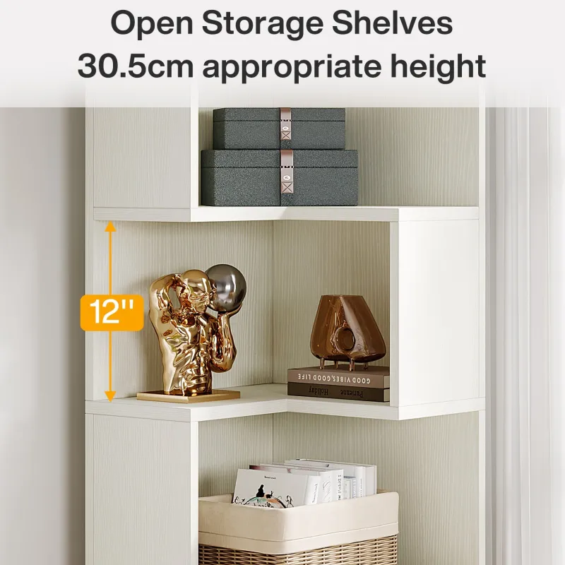 Tribesigns Bookcases & Bookshelves|Bookcases & Bookshelves*66.9" L - Shaped Bookshelf, Corner Bookcase With 5 - Tier Shelf And 2 Drawers