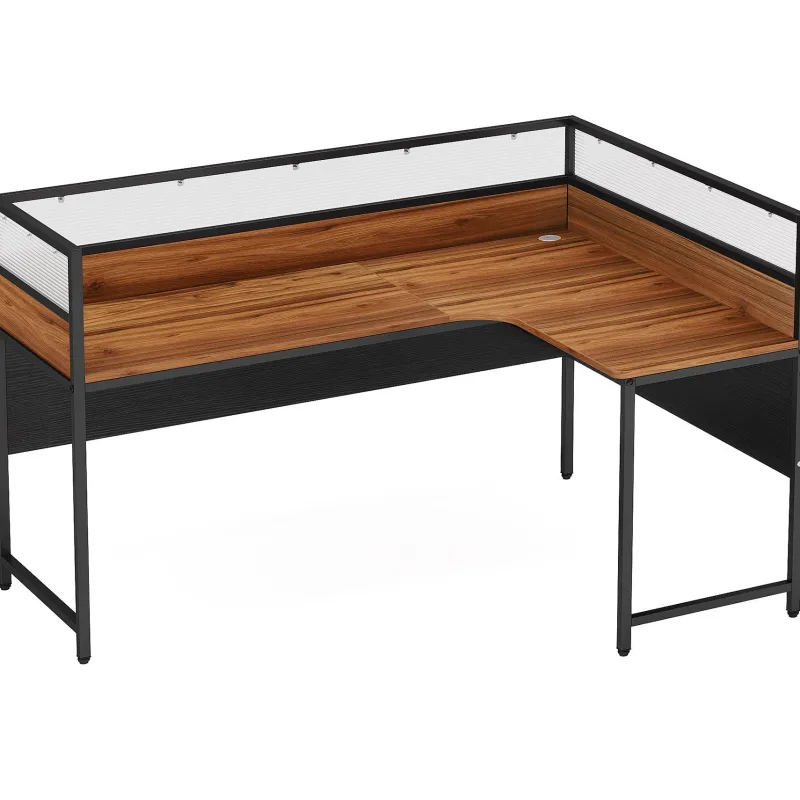 Tribesigns Desks*55" L - Shaped Computer Desk, Executive Desk Corner Office Desk with Baffle Plate