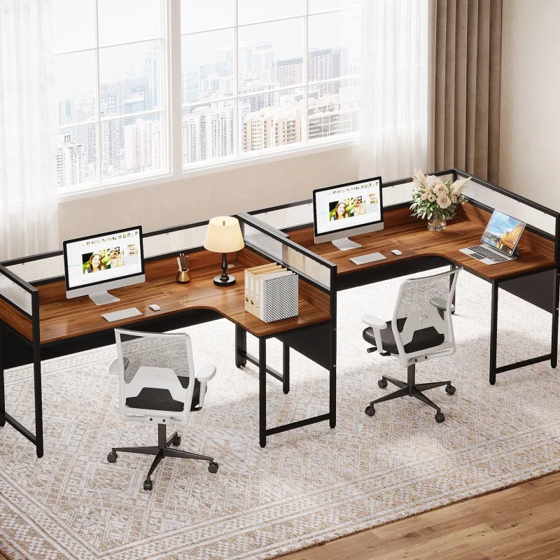 Tribesigns Desks*55" L - Shaped Computer Desk, Executive Desk Corner Office Desk with Baffle Plate