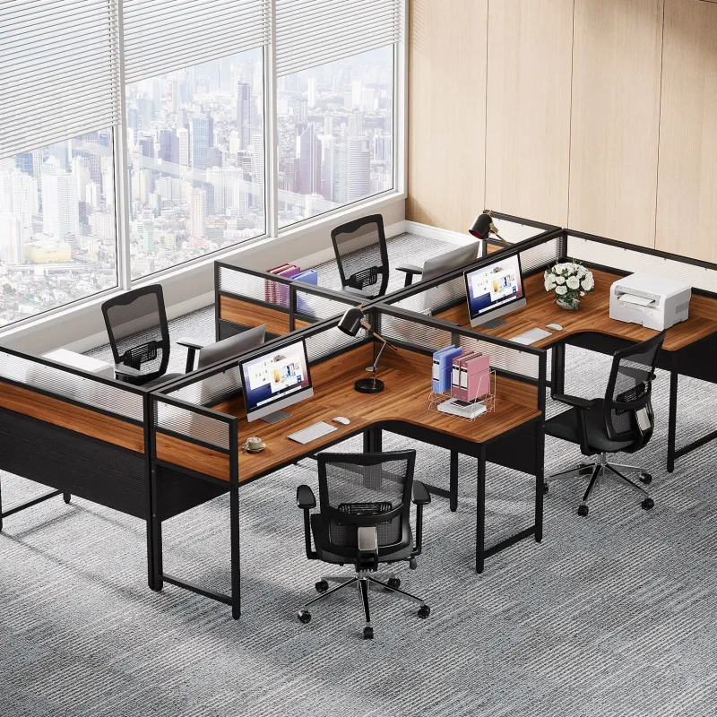Tribesigns Desks*55" L - Shaped Computer Desk, Executive Desk Corner Office Desk with Baffle Plate