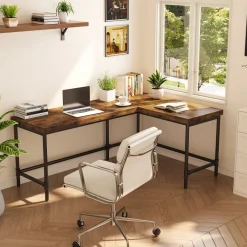 Tribesigns Desks*67" L - Shaped Desk, Industrial Reversible Computer Corner Desk