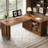 Tribesigns Desks*70.9" L Shaped Executive Desk, Large Office Computer Desk with Storage Cabinet