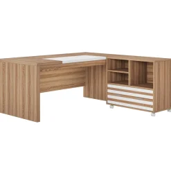 Tribesigns Desks*66.2" L-Shaped Executive Desk, Computer Desk with Mobile File Cabinet