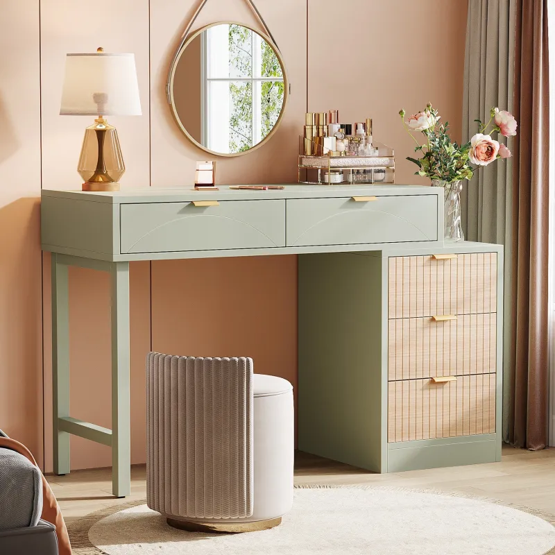Tribesigns Makeup Vanities*55" Makeup Vanity Table, Rustic Dressing Table Makeup Table