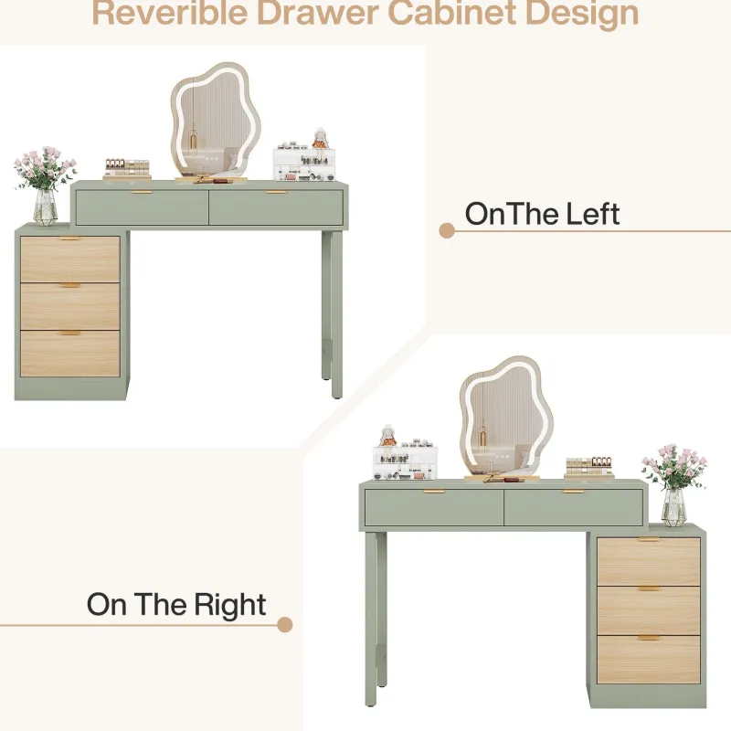 Tribesigns Makeup Vanities*55" Makeup Vanity Table, Rustic Dressing Table Makeup Table