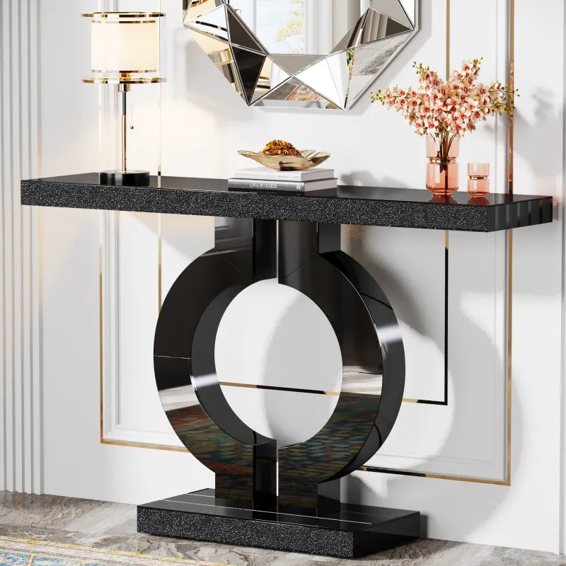 Tribesigns Console Tables|Console Tables*43" Mirrored Console Table, Modern Silver Sofa Table with O - Shaped Base