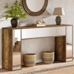 Tribesigns Console Tables|Console Tables*63" Mirrored Console Table, Wooden Sofa Table Hallway Table