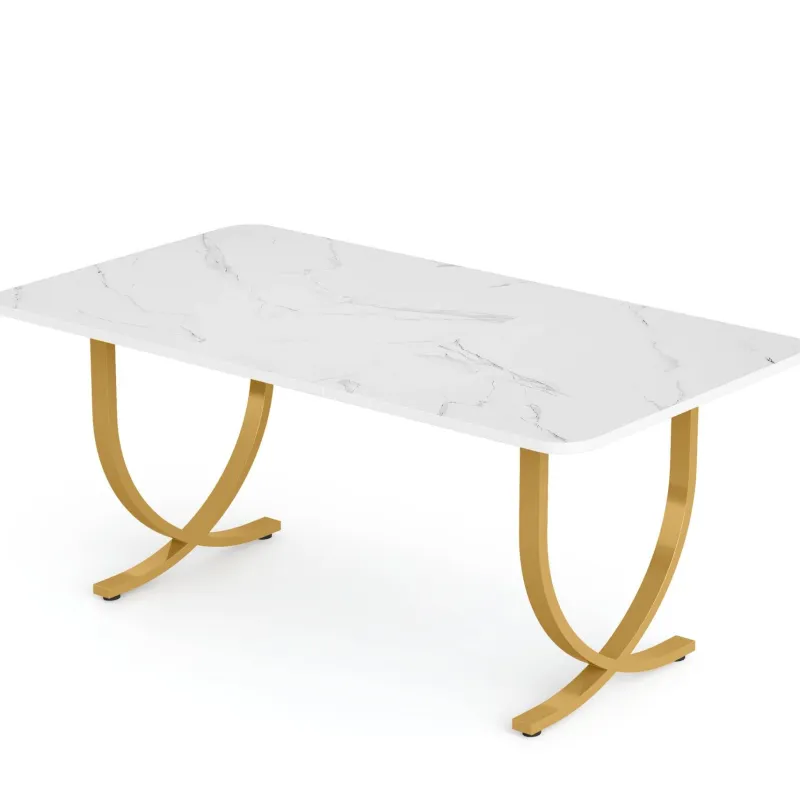 Tribesigns Dining Tables*63" Modern Dining Table Kitchen Table with Faux Marble Table Top