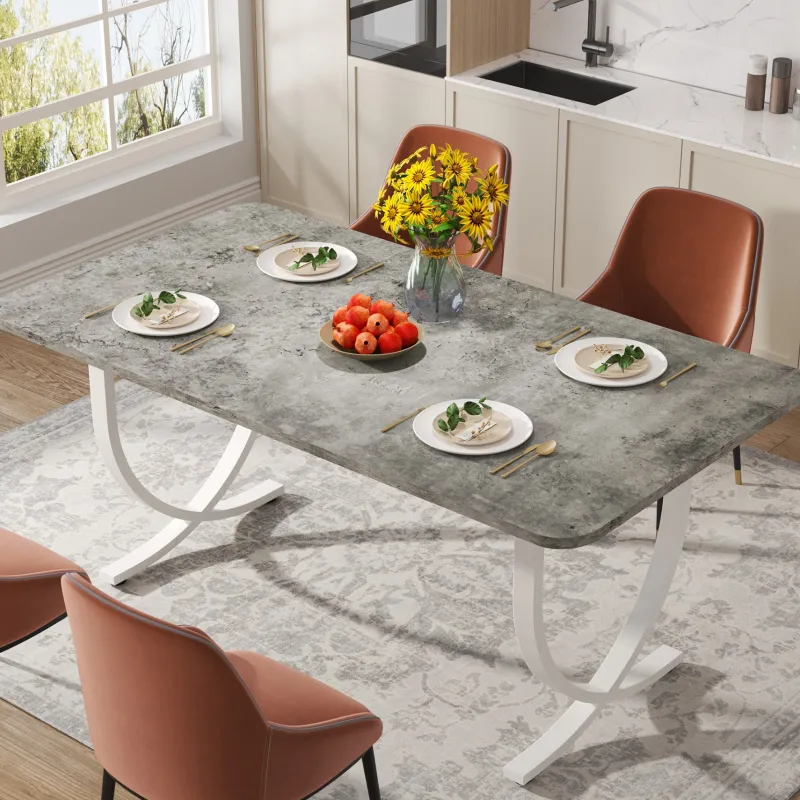 Tribesigns Dining Tables*63" Modern Dining Table Kitchen Table with Faux Marble Table Top