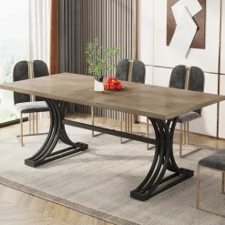 Tribesigns Dining Tables*63'' Modern Dining Table with Faux Marble Tabletop & Metal Legs