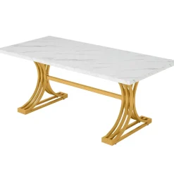 Tribesigns Desks*63'' Modern Executive Computer Desk with Faux Marble Tabletop