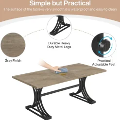 Tribesigns Desks*63'' Modern Executive Computer Desk with Faux Marble Tabletop