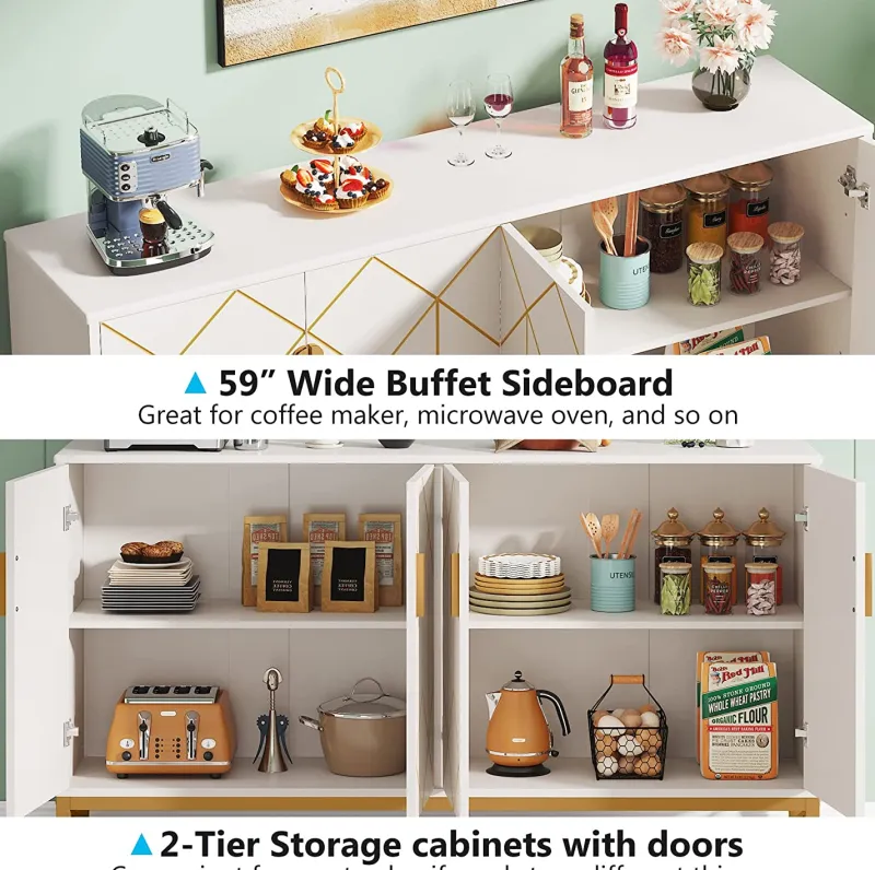 Tribesigns Sideboards & Buffets|Sideboards & Buffets*59" Modern Sideboard Buffet Kitchen Storage Cabinet with Doors