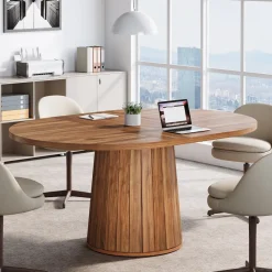 Tribesigns Desks*55" Oval Meeting Table, Wood Conference Table For 6 People