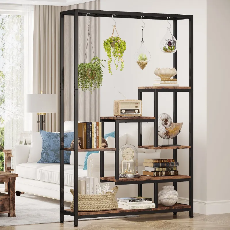 Tribesigns Plant Stands|Plant Stands*70.9" Plant Stand, Large Flower Bonsai Shelf with 6 S Hanging Hooks