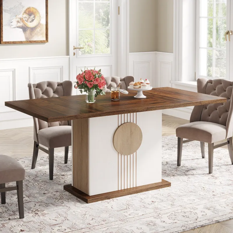 Tribesigns Dining Tables*55" Rectangular Dining Table, Farmhouse Wood Kitchen Table for 4 to 6 People