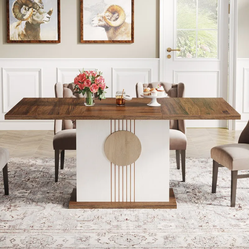 Tribesigns Dining Tables*55" Rectangular Dining Table, Farmhouse Wood Kitchen Table for 4 to 6 People