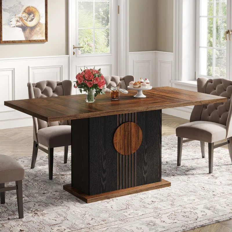 Tribesigns Dining Tables*55" Rectangular Dining Table, Farmhouse Wood Kitchen Table for 4 to 6 People