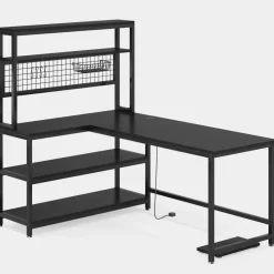 Tribesigns Desks*55" Reversible L-Shaped Desk with Wireless Charging & Shelves