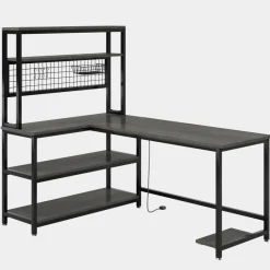 Tribesigns Desks*55" Reversible L-Shaped Desk with Wireless Charging & Shelves