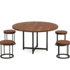 Tribesigns Dining Tables*47" Round Dining Table, 5 - Piece Kitchen Dinner Table Chairs Set
