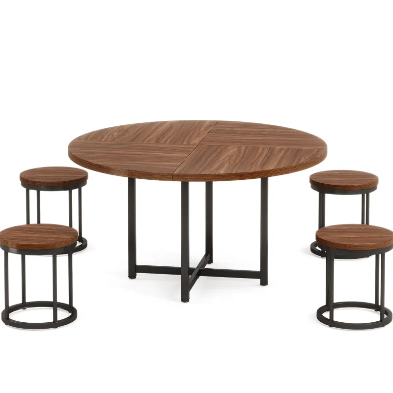 Tribesigns Dining Tables*47" Round Dining Table, 5 - Piece Kitchen Dinner Table Chairs Set