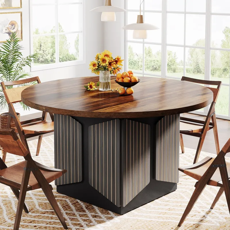 Tribesigns Dining Tables*47" Round Dining Table, Farmhouse Kitchen Table for 4-6 People