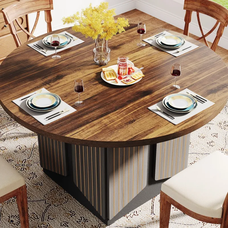 Tribesigns Dining Tables*47" Round Dining Table, Farmhouse Kitchen Table for 4-6 People
