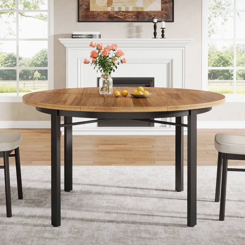 Tribesigns Dining Tables*46" Round Dining Table, Farmhouse Kitchen Table Dinner Table for 4 - 6 People