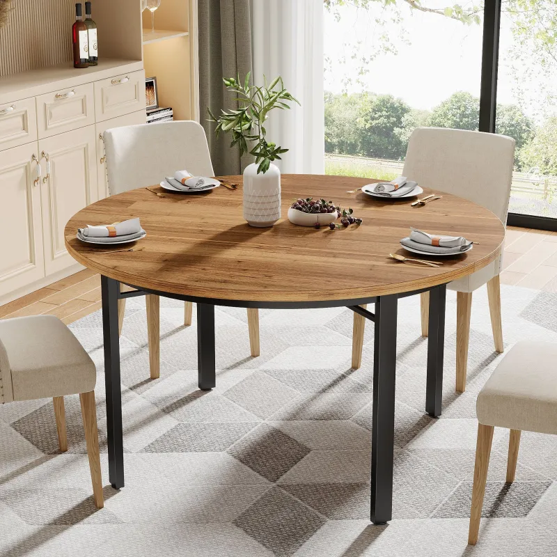 Tribesigns Dining Tables*46" Round Dining Table, Farmhouse Kitchen Table Dinner Table for 4 - 6 People