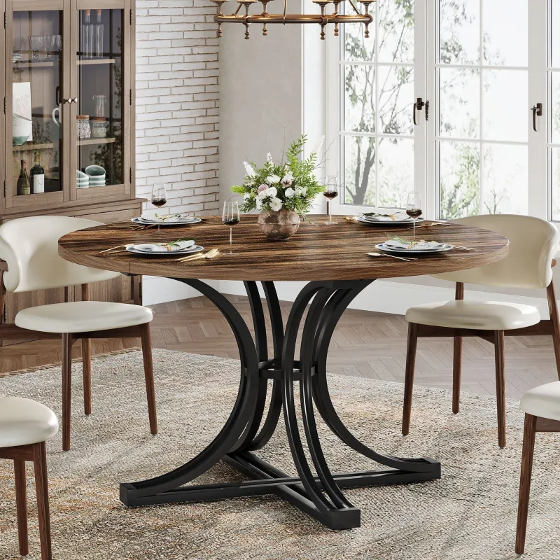 Tribesigns Dining Tables*47" Round Dining Table, Farmhouse Kitchen Table for 4 - 6 People