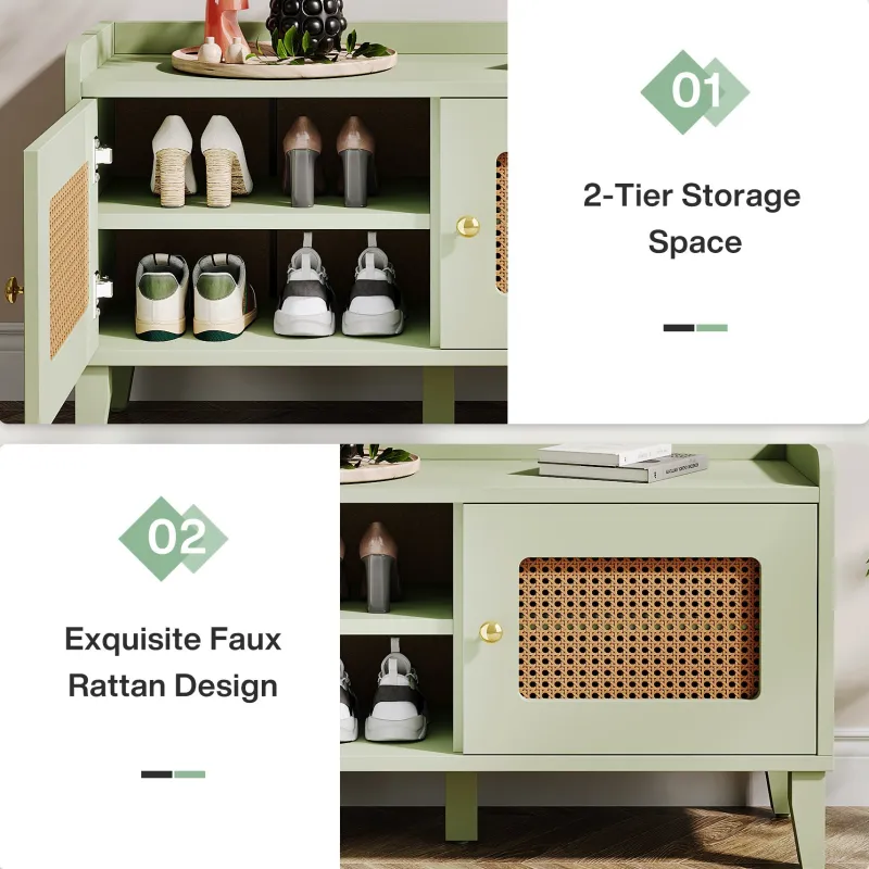 Tribesigns Shoe Racks & Cabinets|Shoe Racks & Cabinets*39" Shoe Bench, Wood 2 - Tier Shoe Rack Bench Entryway Bench