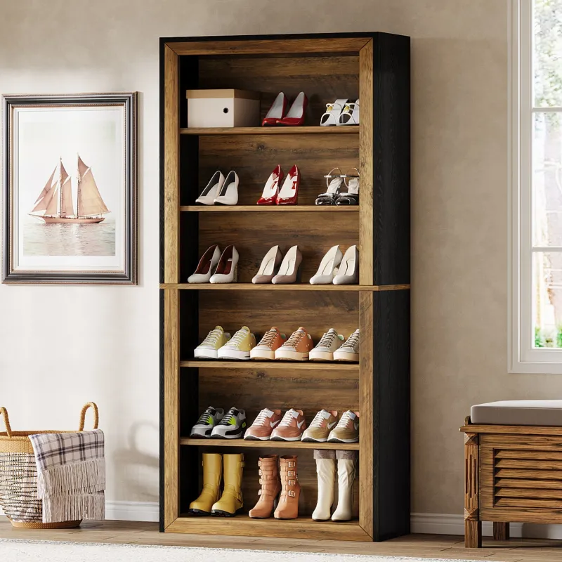 Tribesigns Shoe Racks & Cabinets|Shoe Racks & Cabinets*74" Shoe Cabinet, 6 - Tier Wood Freestanding Shoe Storage Cabinet