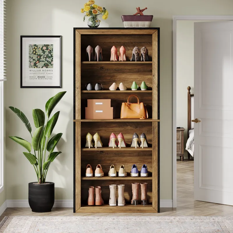 Tribesigns Shoe Racks & Cabinets|Shoe Racks & Cabinets*74" Shoe Cabinet, 6 - Tier Wood Freestanding Shoe Storage Cabinet