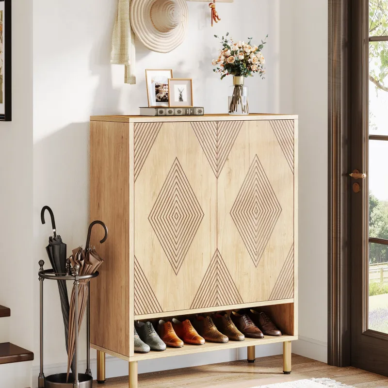 Tribesigns Shoe Racks & Cabinets|Shoe Racks & Cabinets*45" Shoe Cabinet, Wood Shoe Organizer Rack With Adjustable Shelves