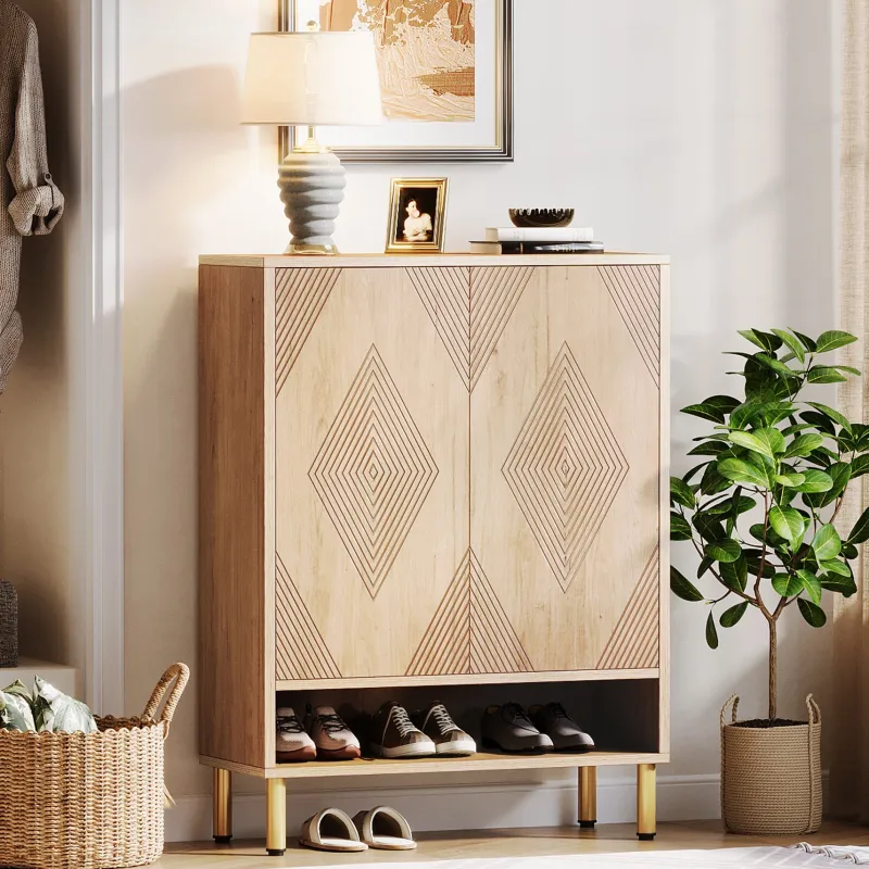 Tribesigns Shoe Racks & Cabinets|Shoe Racks & Cabinets*45" Shoe Cabinet, Wood Shoe Organizer Rack With Adjustable Shelves