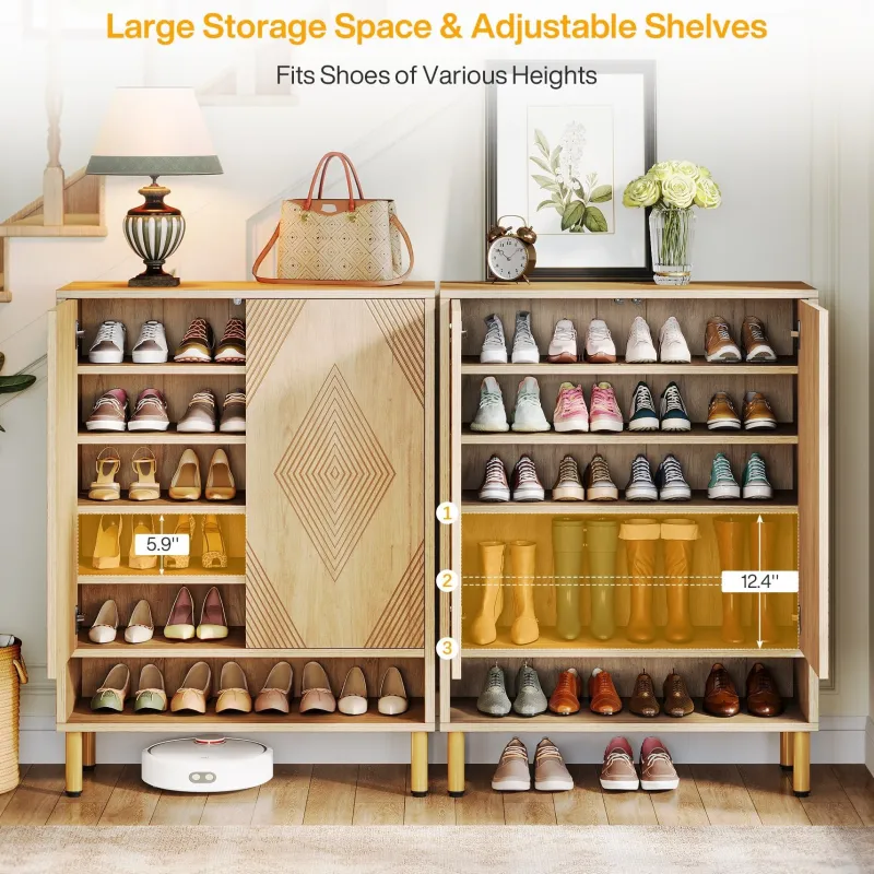 Tribesigns Shoe Racks & Cabinets|Shoe Racks & Cabinets*45" Shoe Cabinet, Wood Shoe Organizer Rack With Adjustable Shelves