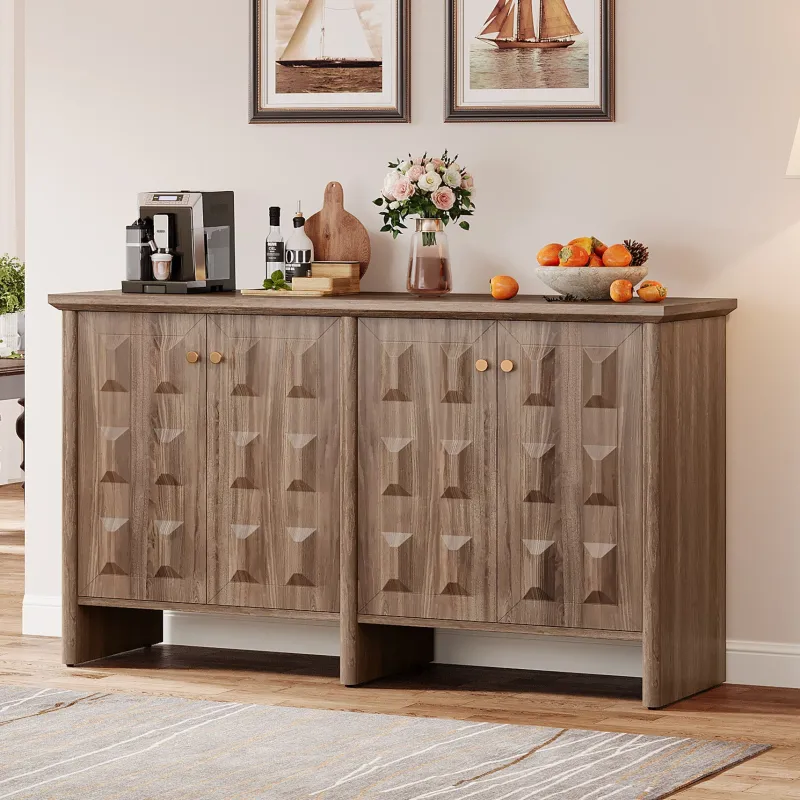 Tribesigns Sideboards & Buffets|Sideboards & Buffets*59" Sideboard Buffet, Console Cabinet Credenzas Coffee Bar Cabinet with Adjustable Shelf