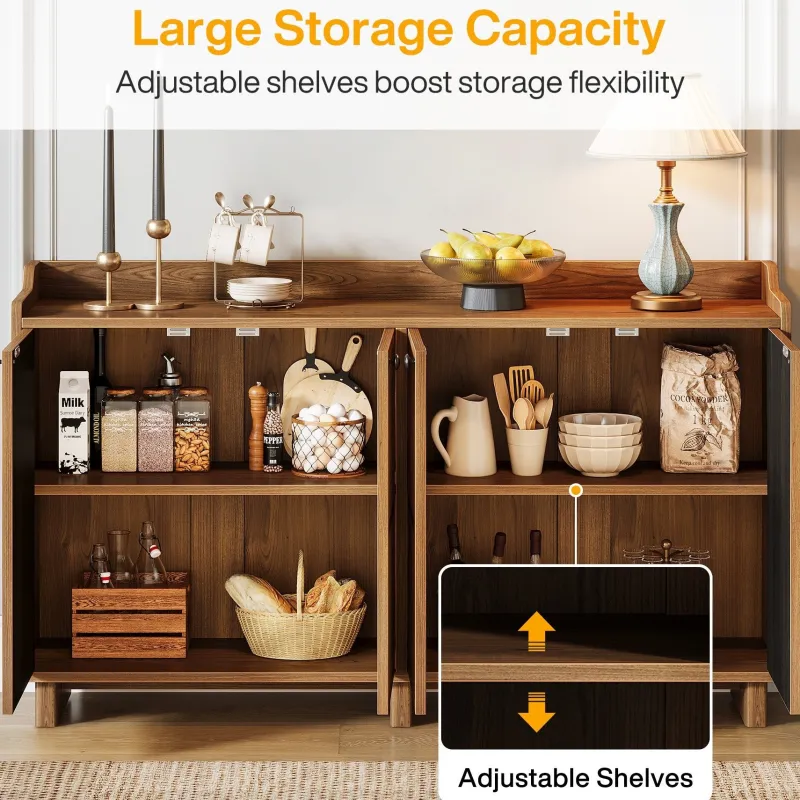 Tribesigns Sideboards & Buffets|Sideboards & Buffets*55" Sideboard Buffet, Farmhouse Storage Cabinet Credenzas with Adjustable Shelves