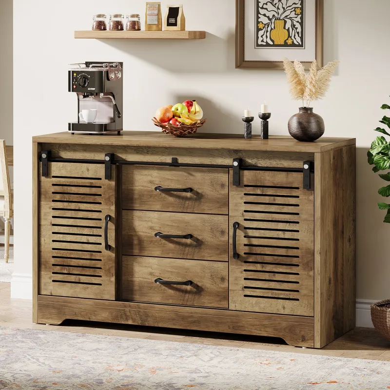 Tribesigns Sideboards & Buffets|Sideboards & Buffets*47" Sideboard Buffet, Farmhouse Buffet Cabinet With Sliding Doors & Adjustable Shelves