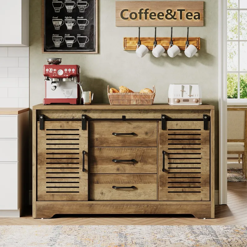 Tribesigns Sideboards & Buffets|Sideboards & Buffets*47" Sideboard Buffet, Farmhouse Buffet Cabinet With Sliding Doors & Adjustable Shelves