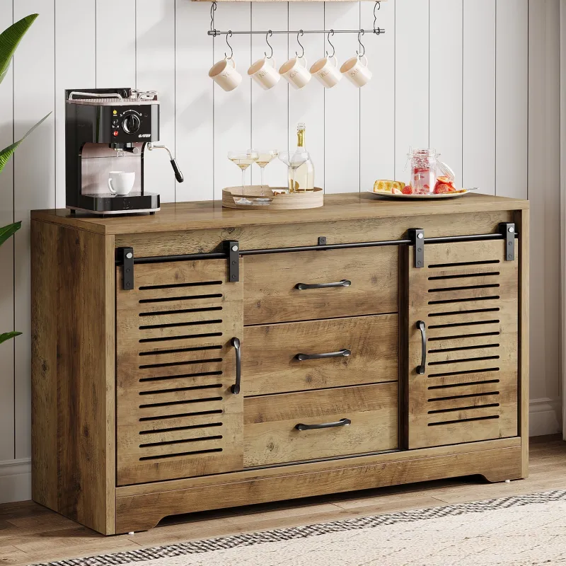 Tribesigns Sideboards & Buffets|Sideboards & Buffets*47" Sideboard Buffet, Farmhouse Buffet Cabinet With Sliding Doors & Adjustable Shelves