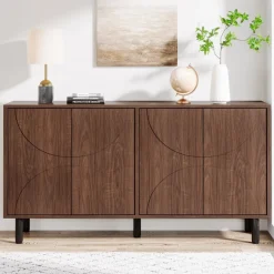 Tribesigns Sideboards & Buffets|Sideboards & Buffets*55.1" Sideboard Buffet, Kitchen Sideboard Storage Cabinet with 4 Doors