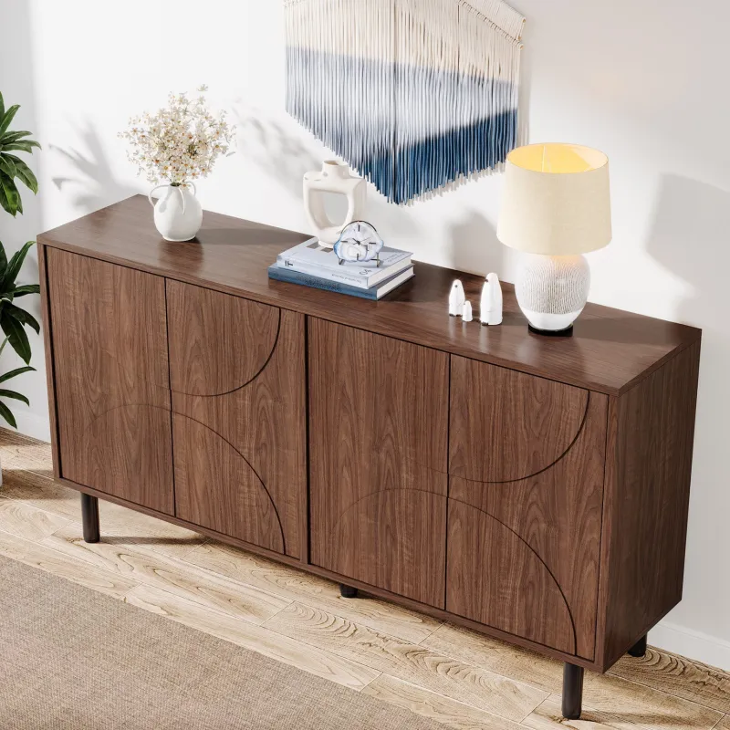 Tribesigns Sideboards & Buffets|Sideboards & Buffets*55.1" Sideboard Buffet, Kitchen Sideboard Storage Cabinet with 4 Doors