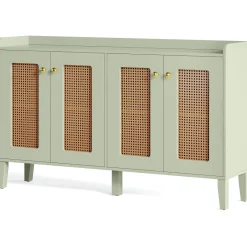 Tribesigns Sideboards & Buffets|Sideboards & Buffets*59" Sideboard Buffet, Rattan Wood Storage Cabinet with Storage Shelves