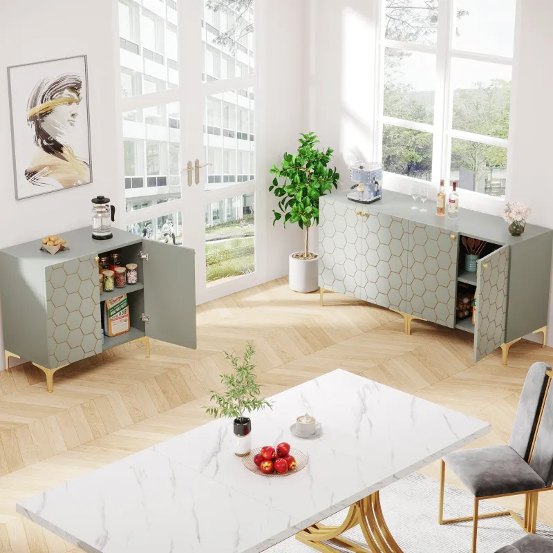Tribesigns Sideboards & Buffets|Sideboards & Buffets*31.5" Sideboard Buffet Set of 2, Modern Storage Cabinet with Doors