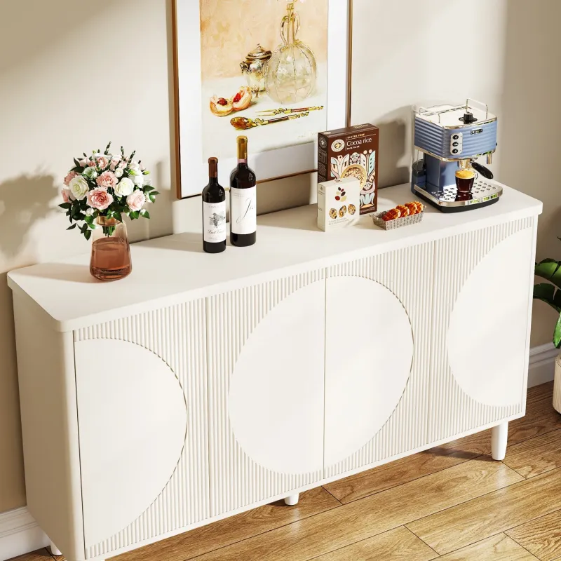 Tribesigns Sideboards & Buffets|Sideboards & Buffets*59.4" Sideboard Buffet, White Credenza Storage Cabinet with Doors